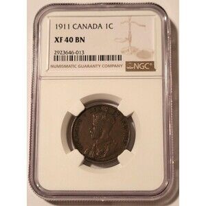 Canada George V 1911 Large Cent XF40 BN NGC